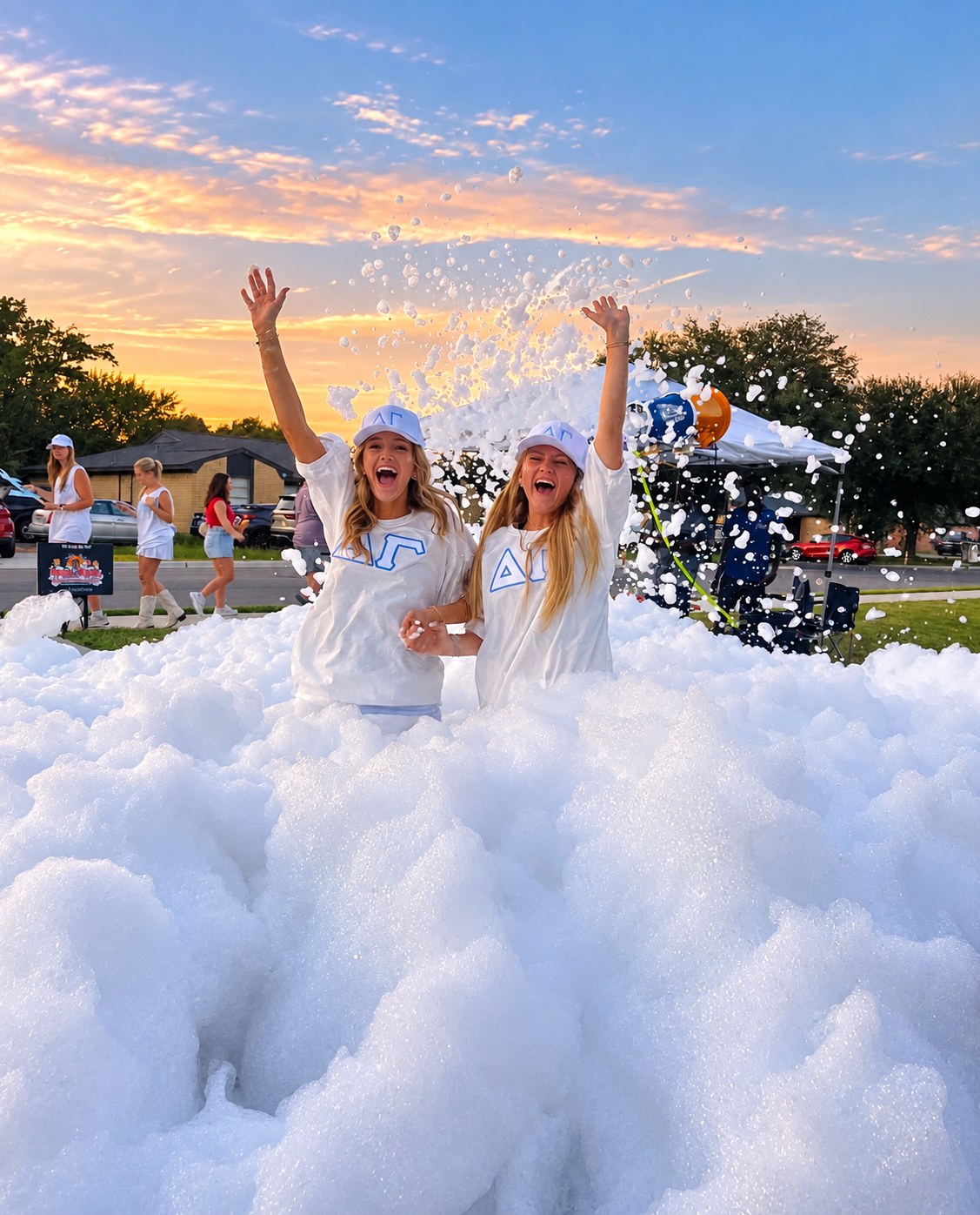 Foam party at sunset