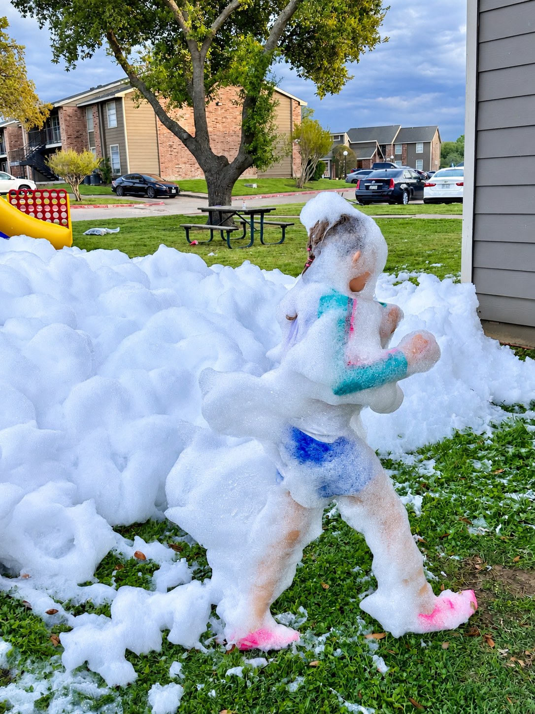 Playing in the foam